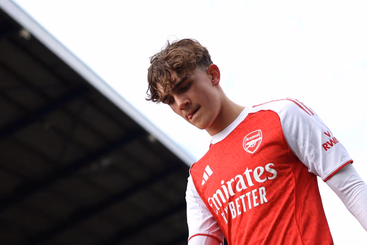 Max Dowman of Arsenal during the Emirates FA Cup fifth round match between Mansfield Town and Arsenal on March 7, 2026 in Mansfield, England.